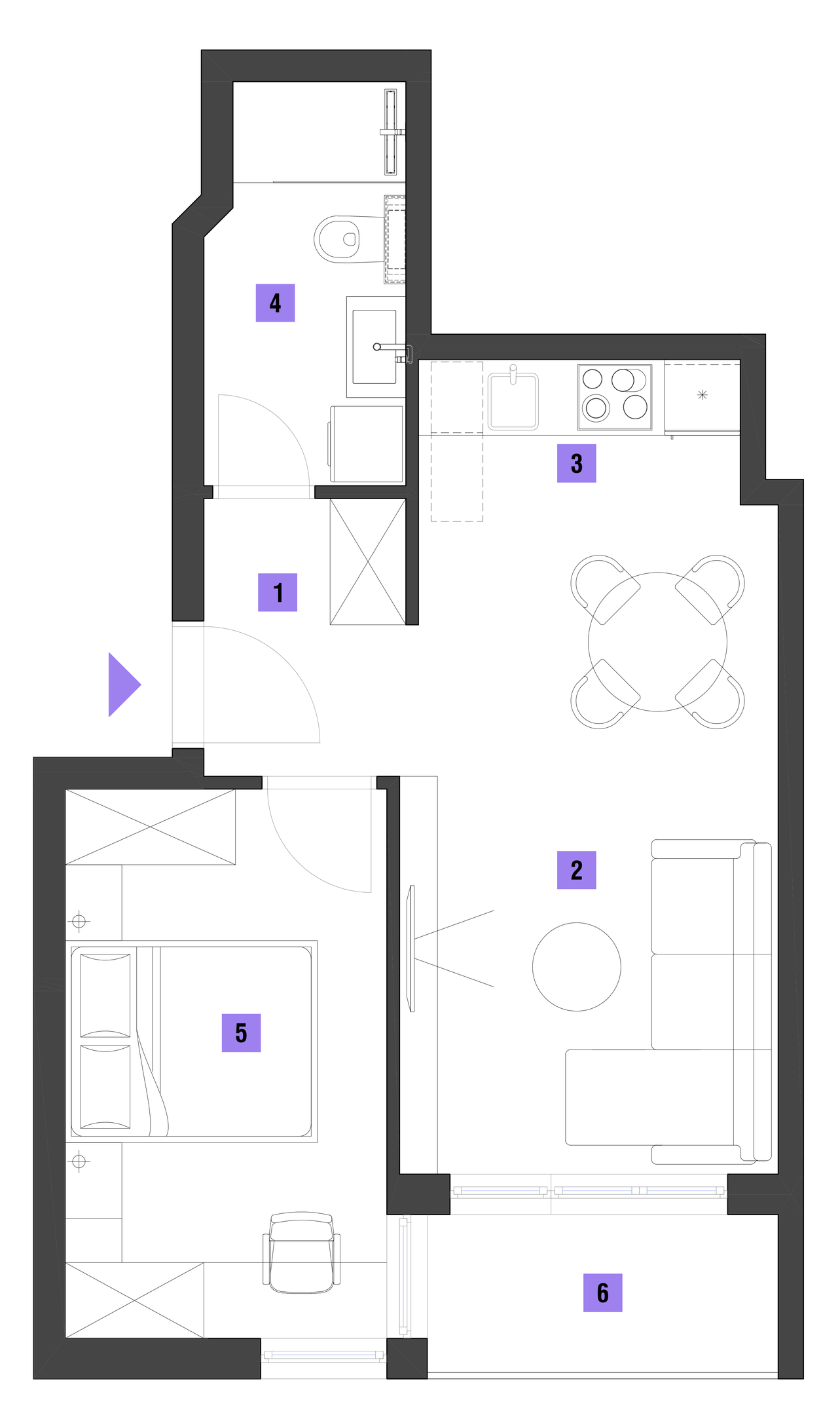 Dvosoban stan površine 42m2